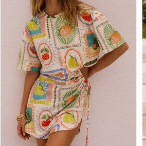 RUNAWAY THE LABEL Brizzie Printed Mini Dress in Agata Print, Small, NWT